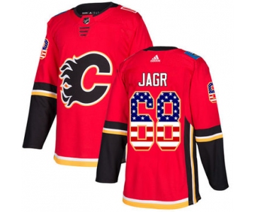 Adidas Flames #68 Jaromir Jagr Red Home Authentic USA Flag Stitched NHL Jersey