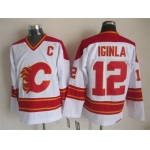 Calgary Flames #12 Jarome Iginla White Throwback CCM Jersey