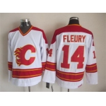 Calgary Flames #14 Theoren Fleury White Throwback CCM Jersey