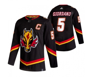 Calgary Flames #5 Mark Giordano Black Men's Adidas 2020-21 Reverse Retro Alternate NHL Jersey