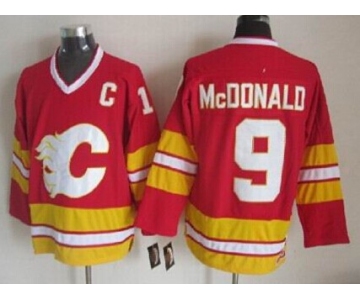 Calgary Flames #9 Lanny McDonald Red Third Throwback CCM Jersey