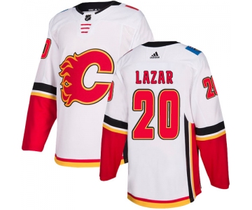 Men's Adidas Calgary Flames #20 Curtis Lazar White Away Authentic NHL Jersey