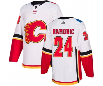 Men's Adidas Calgary Flames #24 Travis Hamonic White Away Authentic NHL Jersey