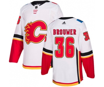 Men's Adidas Calgary Flames #36 Troy Brouwer White Away Authentic NHL Jersey