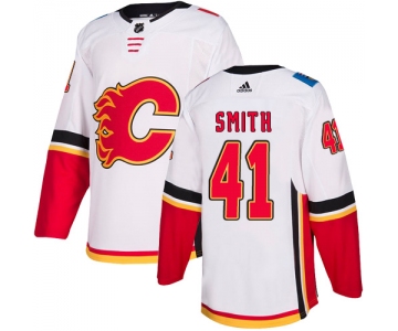 Men's Adidas Calgary Flames #41 Mike Smith White Away Authentic NHL Jersey