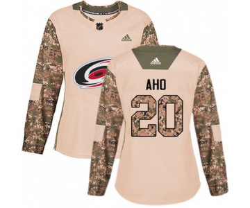 Adidas Carolina Hurricanes #20 Sebastian Aho Camo Authentic 2017 Veterans Day Women's Stitched NHL Jersey