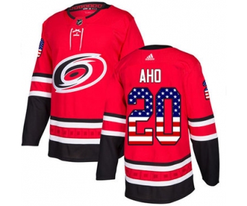 Adidas Hurricanes #20 Sebastian Aho Red Home Authentic USA Flag Stitched Youth NHL Jersey