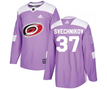 Adidas Carolina Hurricanes #37 Andrei Svechnikov Purple Authentic Fights Cancer Stitched NHL Jersey