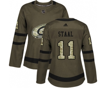 Adidas Carolina Hurricanes #11 Jordan Staal Green Salute to Service Women's Stitched NHL Jersey