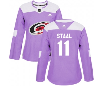 Adidas Carolina Hurricanes #11 Jordan Staal Purple Authentic Fights Cancer Women's Stitched NHL Jersey