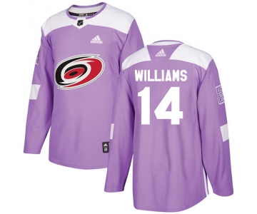 Adidas Hurricanes #14 Justin Williams Purple Authentic Fights Cancer Stitched NHL Jersey