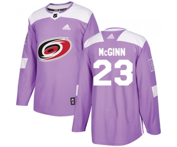 Adidas Hurricanes #23 Brock McGinn Purple Authentic Fights Cancer Stitched NHL Jersey