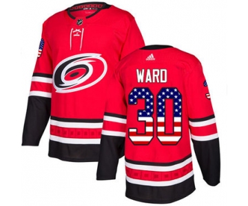 Adidas Hurricanes #30 Cam Ward Red Home Authentic USA Flag Stitched NHL Jersey