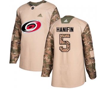 Adidas Hurricanes #5 Noah Hanifin Camo Authentic 2017 Veterans Day Stitched NHL Jersey