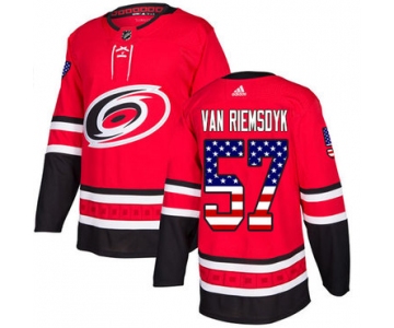 Adidas Hurricanes #57 Trevor Van Riemsdyk Red Home Authentic USA Flag Stitched NHL Jersey