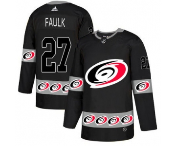 Men's Carolina Hurricanes #27 Justin Faulk Black Team Logos Fashion Adidas Jersey