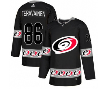 Men's Carolina Hurricanes #86 Teuvo Teravainen Black Team Logos Fashion Adidas Jersey