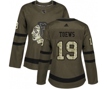 Adidas Chicago Blackhawks #19 Jonathan Toews Green Salute to Service Women's Stitched NHL Jersey