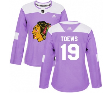 Adidas Chicago Blackhawks #19 Jonathan Toews Purple Authentic Fights Cancer Women's Stitched NHL Jersey