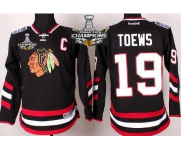 Chicago Blackhawks #19 Jonathan Toews 2014 Stadium Series Black Kids Jersey W/2015 Stanley Cup Champion Patch