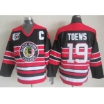 Chicago Blackhawks #19 Jonathan Toews Black Pinstripe 75TH Throwback CCM Jersey