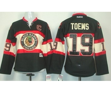 Chicago Blackhawks #19 Jonathan Toews Black Third Womens Jersey