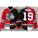 Chicago Blackhawks #19 Jonathan Toews Red/Black Two Tone With Black Skulls Jersey