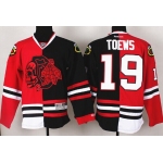 Chicago Blackhawks #19 Jonathan Toews Red/Black Two Tone With Red Skulls Jersey