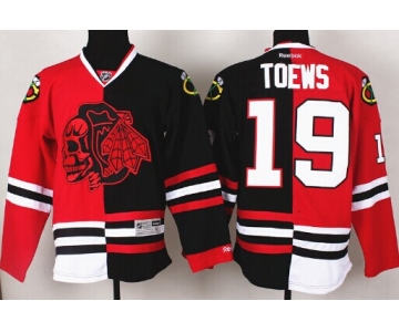 Chicago Blackhawks #19 Jonathan Toews Red/Black Two Tone With Red Skulls Jersey