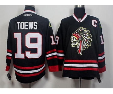 Men's Chicago Blackhawks #19 Jonathan Toews Black The Indians Skulls Fashion Jersey