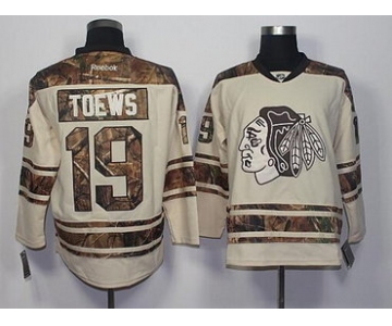 Men's Chicago Blackhawks #19 Jonathan Toews Cream With Camo Hockey Jersey