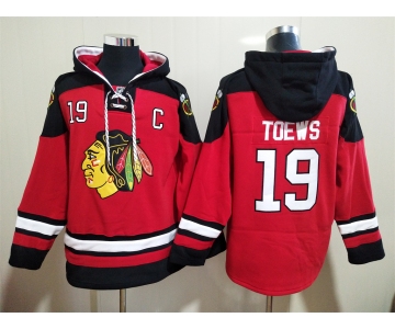 Men's Chicago Blackhawks #19 Jonathan Toews NEW Red Stitched Hoodie