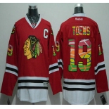 Men's Chicago Blackhawks #19 Jonathan Toews Reebok Red Colored NHL Fashion Jersey