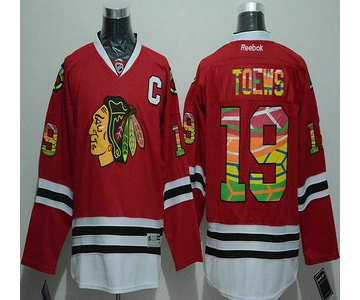 Men's Chicago Blackhawks #19 Jonathan Toews Reebok Red Colored NHL Fashion Jersey