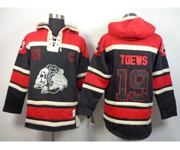 Old Time Hockey Chicago Blackhawks #19 Jonathan Toews Black Ice Skulls Hoodie