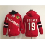 Old Time Hockey Chicago Blackhawks #19 Jonathan Toews Red Womens Hoodie