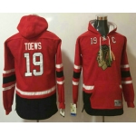 Youth Chicago Blackhawks #19 Jonathan Toews NEW Red Stitched NHL Old Tim Hockey Hoodie