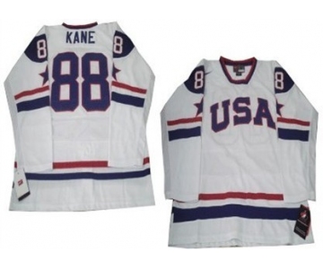 2010 Olympics USA #88 Patrick Kane White Transverse Letter Jersey