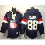 2014 Old Time Hockey Olympics USA #88 Patrick Kane Navy Blue Hoodie