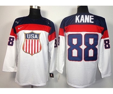 2014 Olympics USA #88 Patrick Kane White Jersey