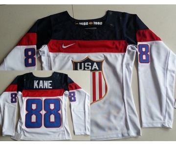 2014 Olympics USA #88 Patrick Kane White Womens Jersey