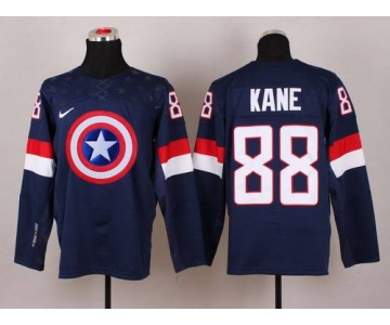 2015 Men's Team USA #88 Patrick Kane Captain America Fashion Navy Blue Jersey