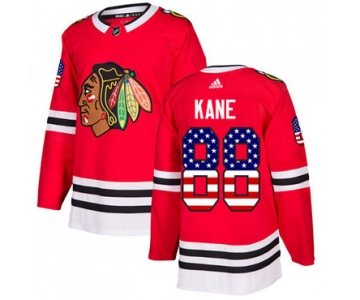 Adidas Blackhawks #88 Patrick Kane Red Home Authentic USA Flag Stitched Youth NHL Jersey