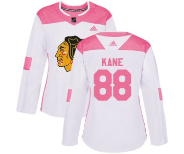 Adidas Chicago Blackhawks #88 Patrick Kane White Pink Authentic Fashion Women's Stitched NHL Jersey