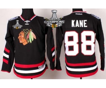 Chicago Blackhawks #88 Patrick Kane 2014 Stadium Series Black Kids Jersey W/2015 Stanley Cup Champion Patch