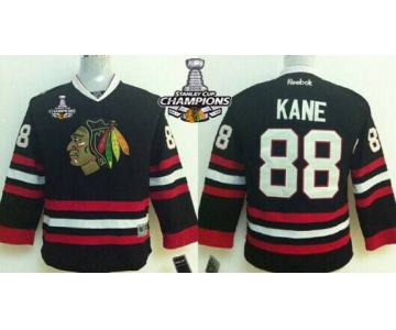 Chicago Blackhawks #88 Patrick Kane Black Kids Jersey W/2015 Stanley Cup Champion Patch