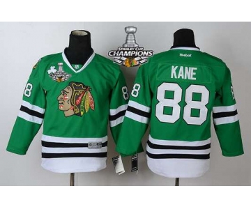 Chicago Blackhawks #88 Patrick Kane Green Kids Jersey W/2015 Stanley Cup Champion Patch