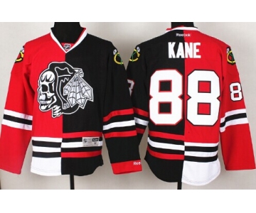 Chicago Blackhawks #88 Patrick Kane Red/Black Two Tone With Black Skulls Jersey