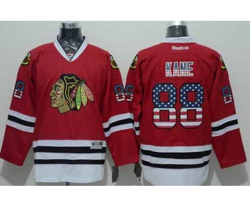 Chicago Blackhawks #88 Patrick Kane USA Flag Fashion Red Jersey