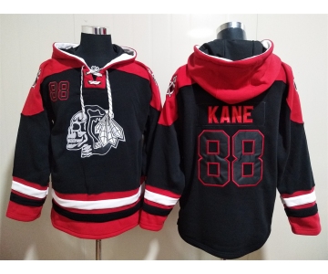 Men's Chicago Blackhawks #88 Patrick Kane Black Ageless Must Have Lace Up Pullover Hoodie